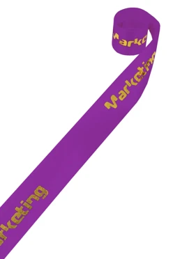 Купить ленту сатин ширина 1,5 см фиолетовая, печать золотом с одной стороны