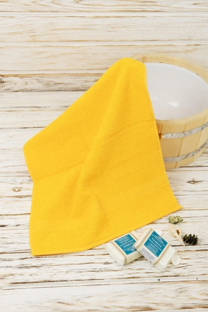 Полотенце махровое 40х70 см (Ituma), однотонное желтое#3