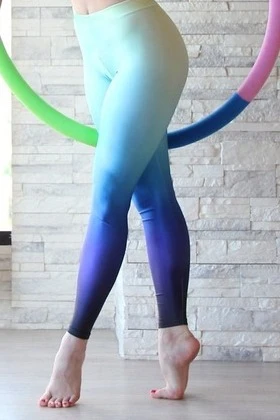 Легинсы женские с узким поясом с принтом "Blue gradient"