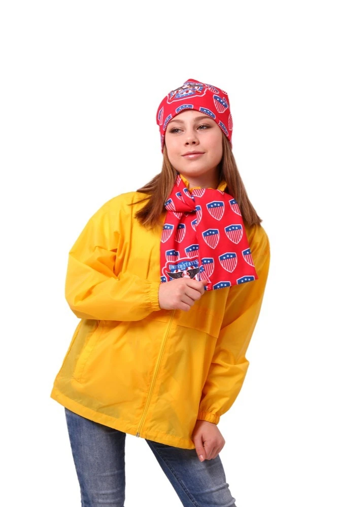 Шарф двухслойный утепленный 15х100 см, с полной запечаткой "USA"#4