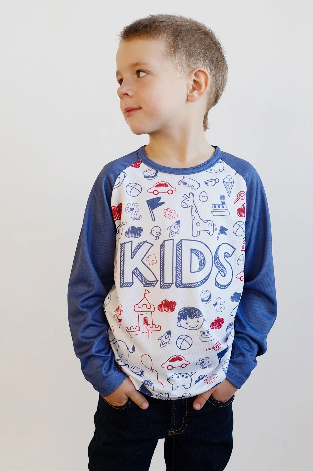 Лонгслив Спэйс Плюс детский из примы с полной запечаткой "Kids"#4