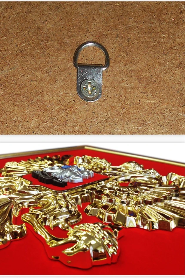 Купить Герб РФ барельеф 42х50 см щит пластик металлонапыление рамка под золото