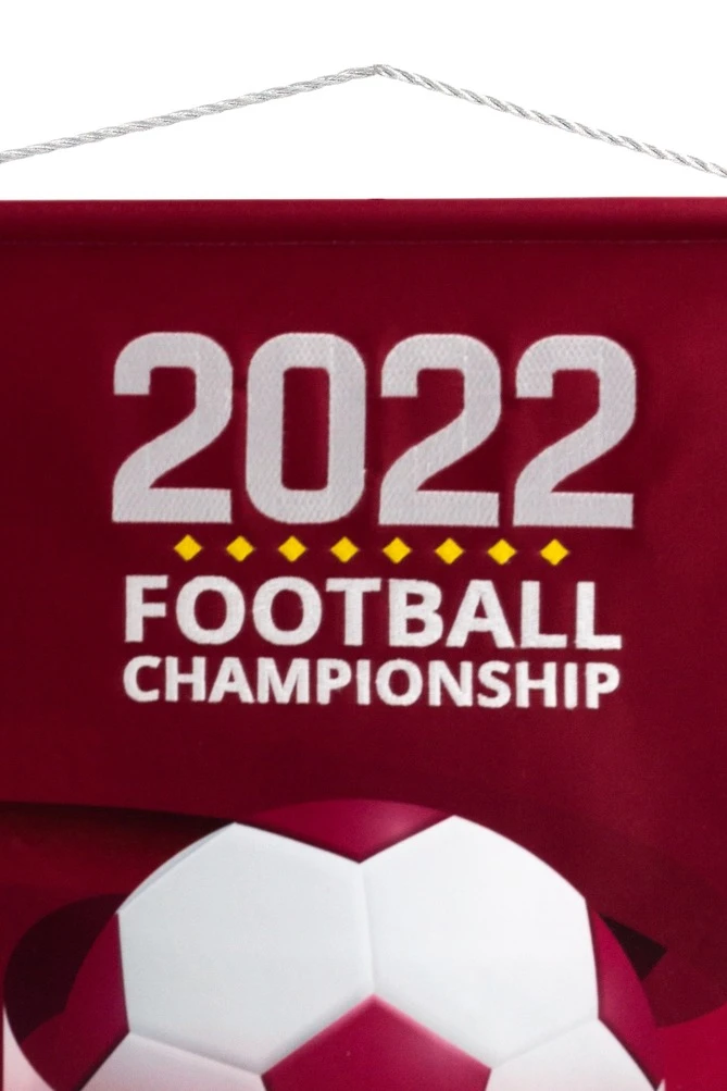 Купить вымпел угол печатный с вышивкой из сатена с бахромой, 30х40 см