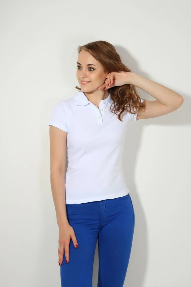 Поло Престиж женская (Modern) однотонная белая (хлопок)#3