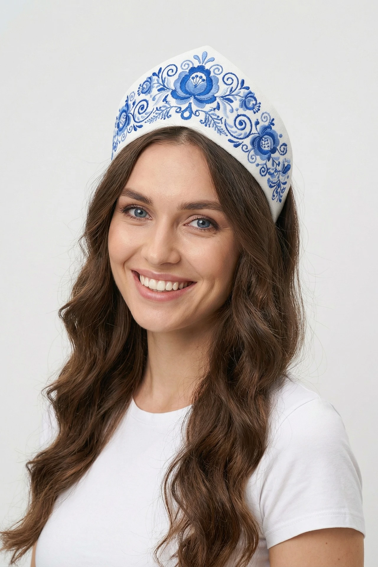 Кокошник Роко 8х51 см с принтом "Blue Gzhel"#2