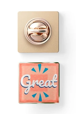 Значок заливной Квадрат 17х17 мм, с принтом "Great"#1