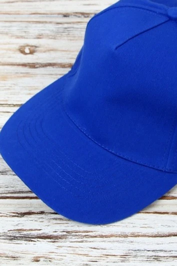 Бейсболка Полувелюр пятиклинка взрослая, однотонная синяя (хлопок)#1 Бейсболка Полувелюр пятиклинка взрослая, однотонная синяя (хлопок)#1