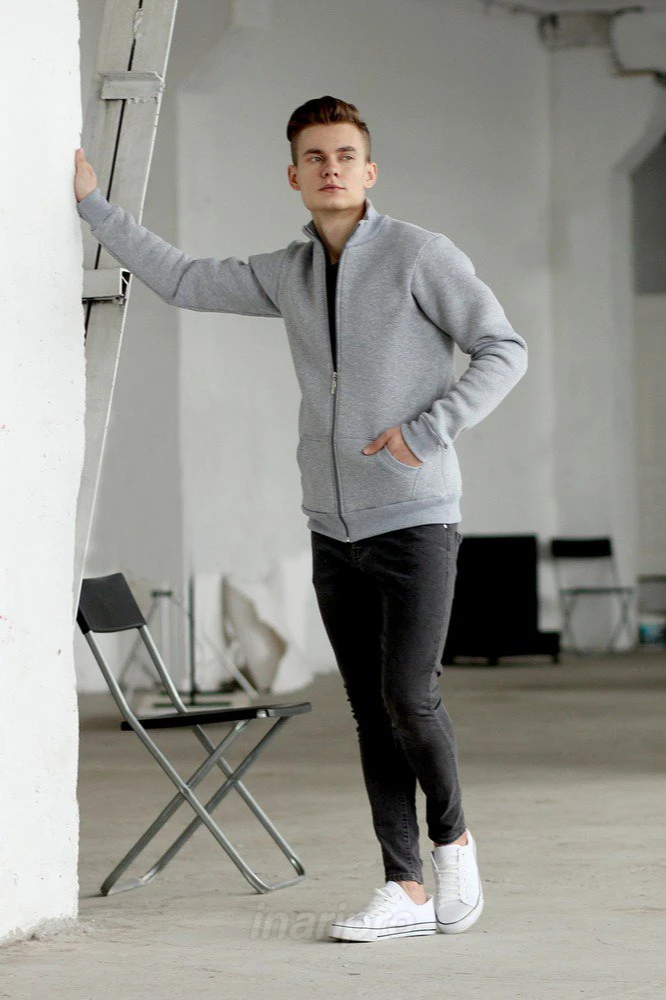 Толстовка Томас из футера унисекс, однотонная меланж#1