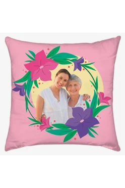 Купить подушку из габардина 35х35 см (холлофайбер), с полной запечаткой "Мама ты моя королев"