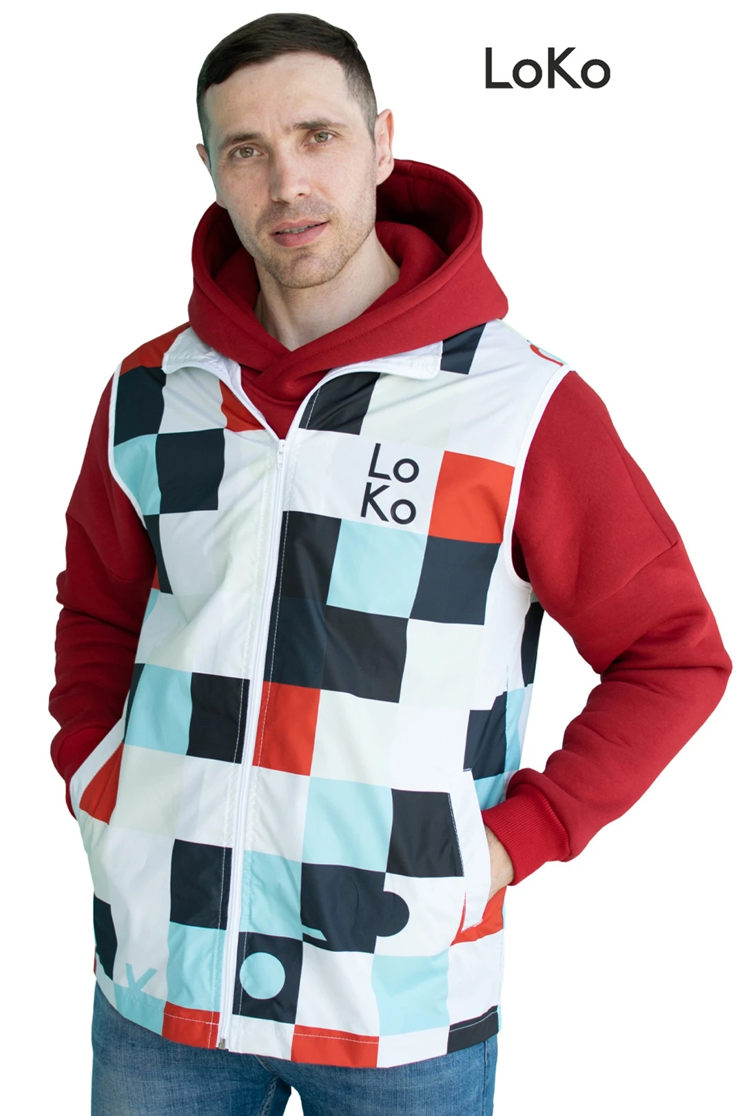 Жилет Брендон без подклада унисекс, с полной запечаткой#1