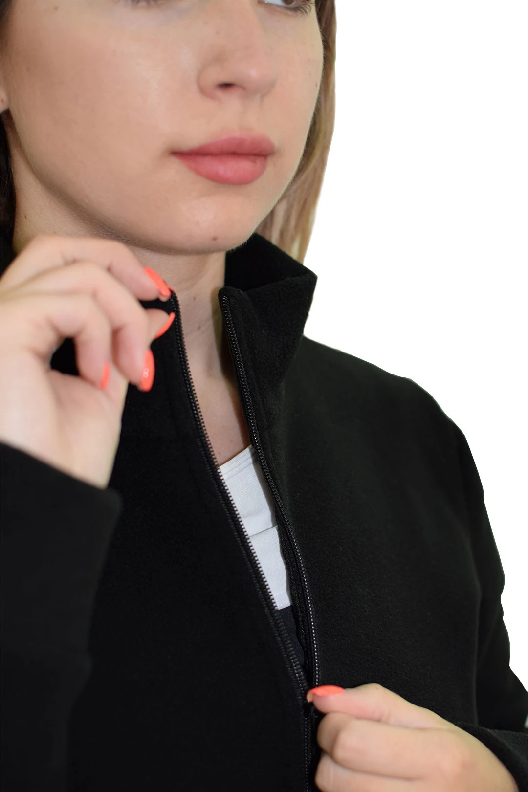 Толстовка Харисон флисовая без капюшона женская, однотонная черная#1