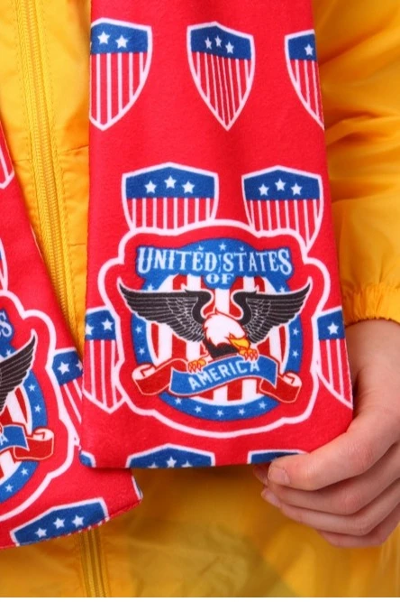 Шарф двухслойный утепленный 15х100 см, с полной запечаткой "USA"#3