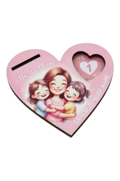 Купить медаль из фанеры и акрила Сердце 60 мм МФ6014 "Best mom