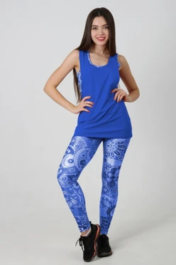 Легинсы женские с широким поясом с принтом "Sinie pixeli"#1