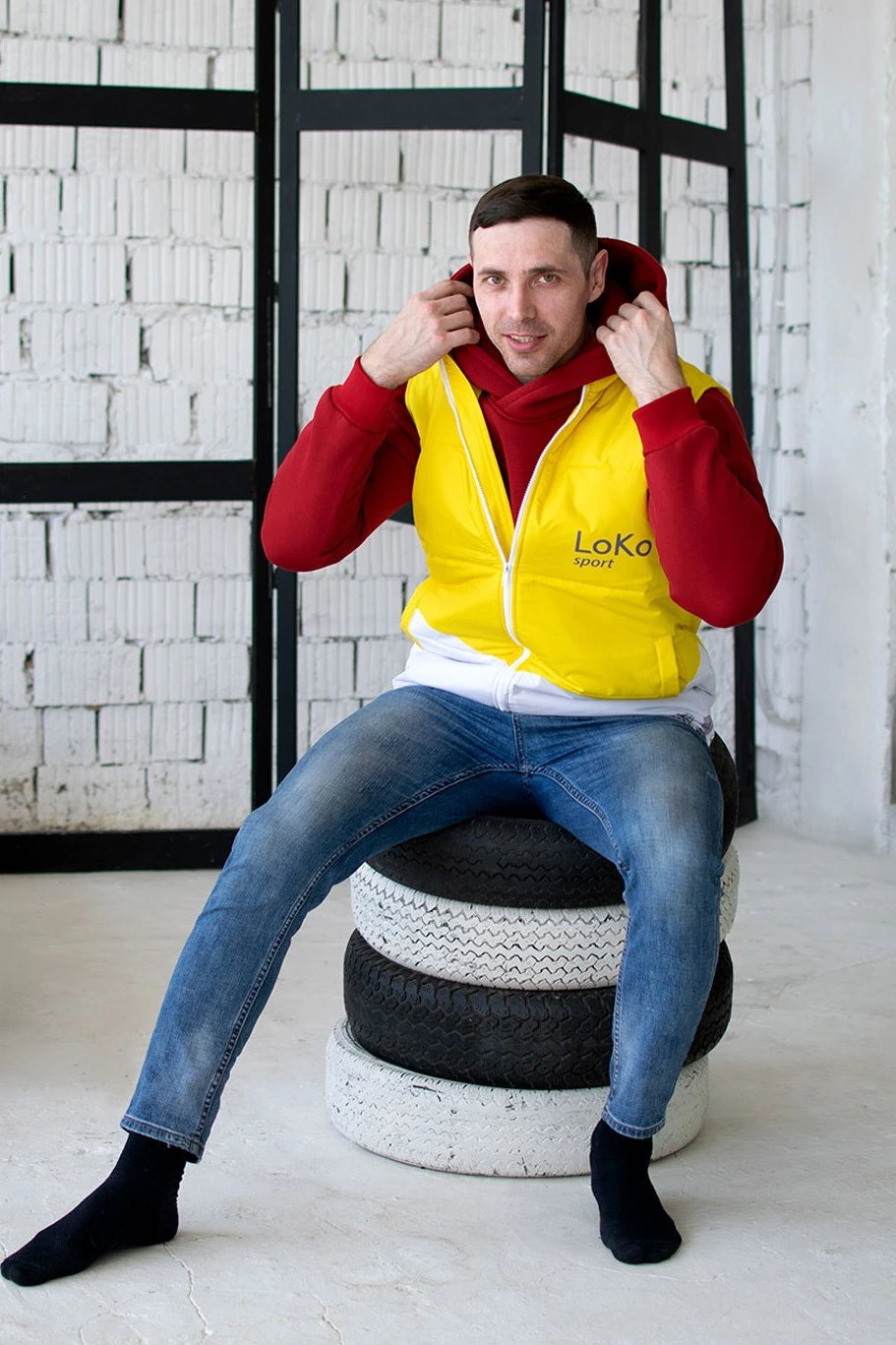 Жилет Портер на синтепоне со стежкой унисекс, с полной запечаткой "City"#2