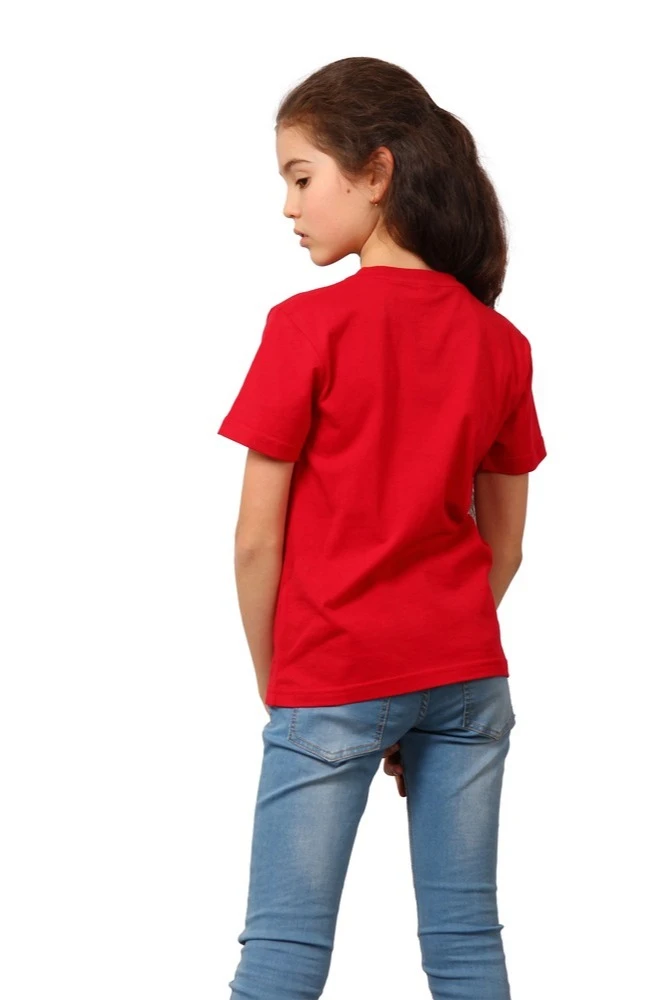 Футболка Премиум детская (Modern) однотонная красная (хлопок)#4