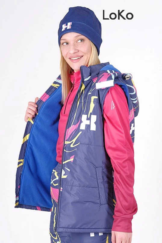 Жилет Диего на синтепоне с капюшоном унисекс, с полной запечаткой#1