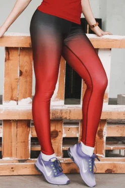 Легинсы женские с узким поясом с принтом "Red Gradient"