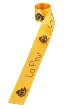 Купить ленту сатин ширина 3 см желтую, печать черным с одной стороны