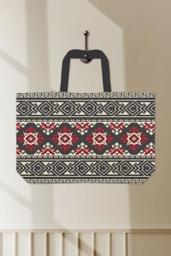 Купить сумку Комби из греты 45х35 см, с принтом на одной стороне "Pattern black diamonds"