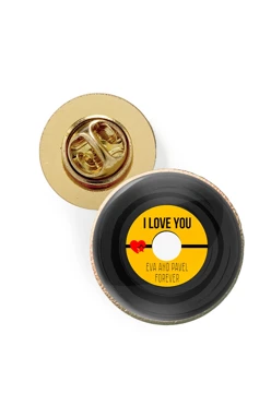 Значок заливной Круг диаметр 13 мм, с принтом "I love you"#1