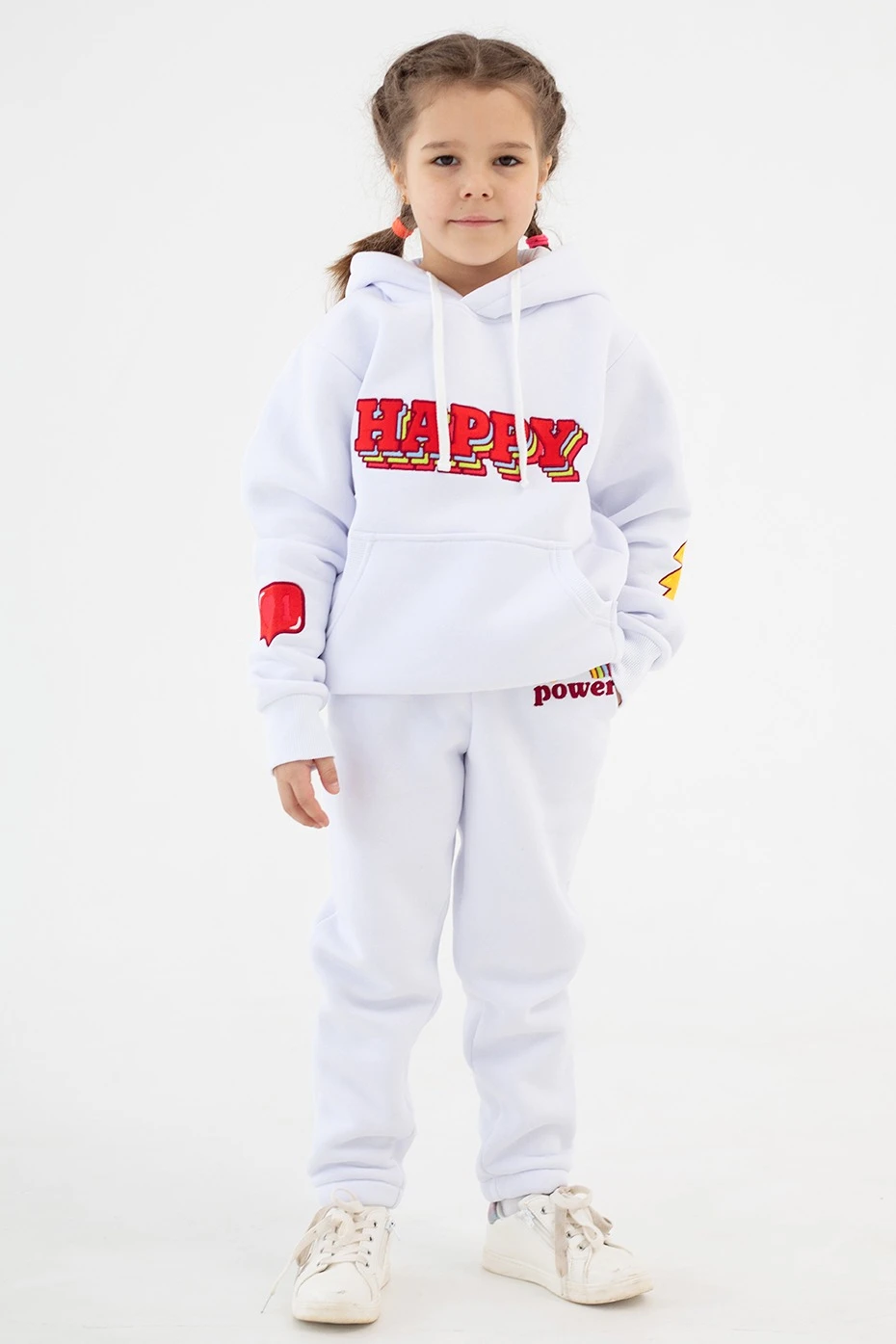 Спортивный костюм Кидс из футера детский, однотонный белый#1