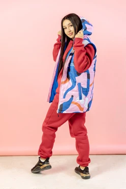 Жилет Диего на синтепоне с капюшоном унисекс, с полной запечаткой#1 Жилет Диего на синтепоне с капюшоном унисекс, с полной запечаткой#1