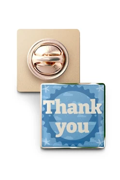 Значок заливной Квадрат 17х17 мм, с принтом "Thank you"#2