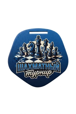 Купить медаль металлическую МС8005 Фигурную 80 мм с печатью "Chess tournament"