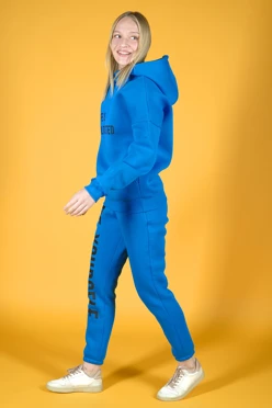 Купить спортивный костюм Лофт из футера женский, однотонный голубой