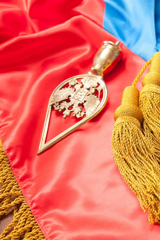 Купить навершие с гербом РФ металлическое латунь под золото Купить навершие с гербом РФ металлическое латунь под золото