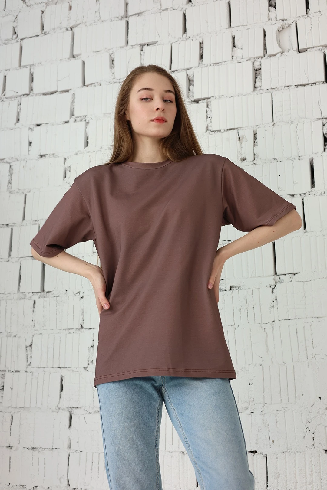 Футболка Мерфи оверсайз унисекс, однотонная капучино (хлопок)#1