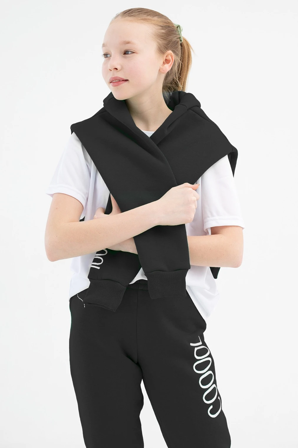 Купить спортивный костюм Кидс из футера детский, однотонный черный