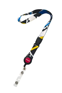 Лента для бейджа блекаут ширина 2 см, с ретрактором и трезубцем, с печатью#1 Лента для бейджа блекаут ширина 2 см, с ретрактором и трезубцем, с печатью#1