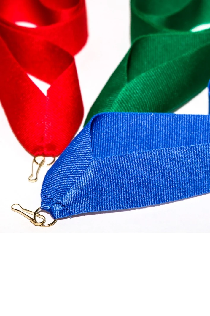 Лента для медали репс ширина 2,2 см, с карабином, синяя#1