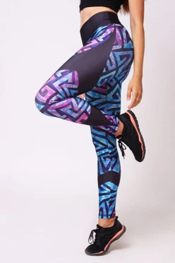 Легинсы женские с широким поясом с принтом "Ice Shards"