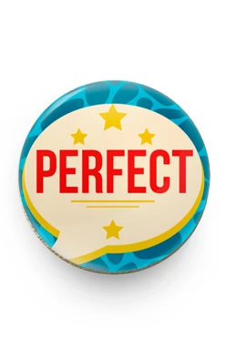 Купить значок заливной Круг диаметр 15 мм, с принтом "Perfect"