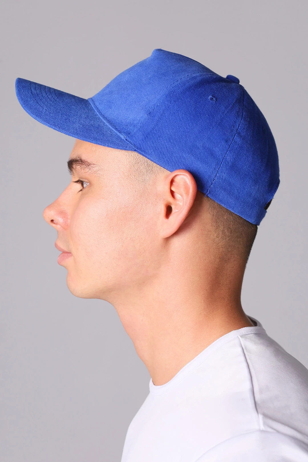 Бейсболка Спайк пятиклинка взрослая, однотонная синяя (хлопок)#2