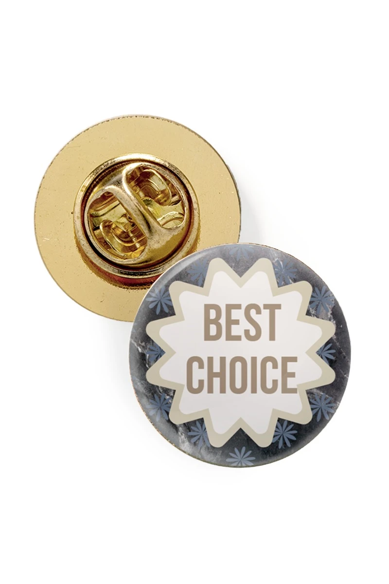 Купить значок заливной Круг диаметр 15 мм, с принтом "Best choice"