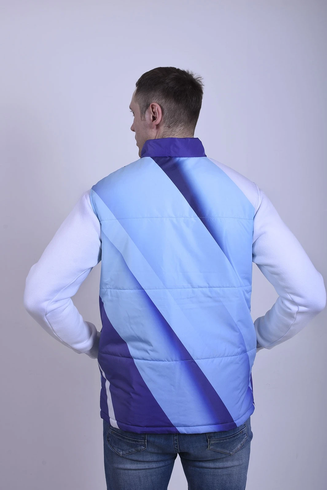 Жилет Портер на синтепоне со стежкой унисекс, с полной запечаткой "Lines"#1