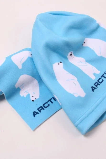 Шапка Лав флисовая однослойная детская, с полной запечаткой "Arctic"#1