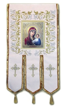 Купить хоругвь вышитая 50х110 см "С ликом чуд. Казанской Божией Матери"