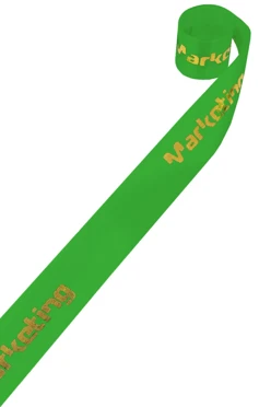 Купить ленту сатин ширина 1,5 см зеленая, печать золотом с одной стороны