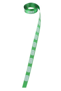 Купить ленту сатин ширина 1 см зеленую, печать белым с одной стороны