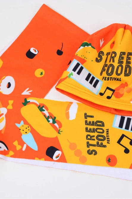 Шарф однослойный утепленный 15х150 см, с полной запечаткой) "Street food"#2