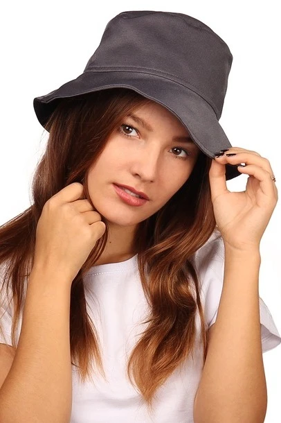 Панама Мальта из греты с узкими полями, однотонная серая#2