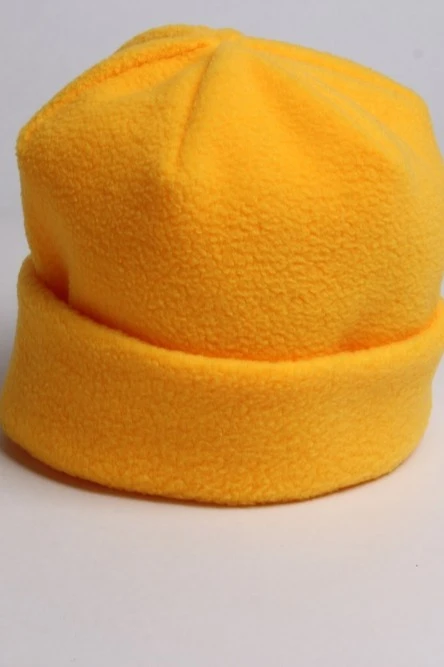 Шапка Вэст флисовая двухслойная детская, однотонная желтая#1