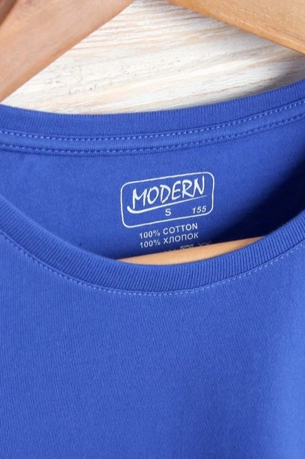 Футболка Премиум женская (Modern) однотонная синяя (хлопок)#3