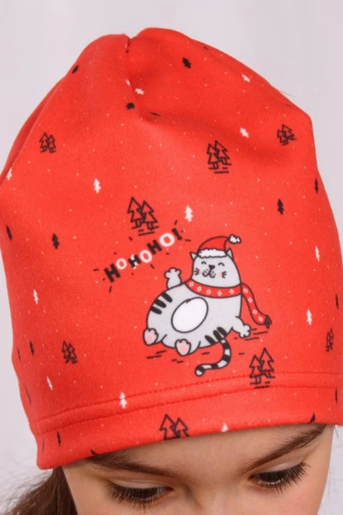 Шапка флисовая детская (однослойная) "Ho Ho Ho!"