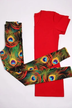 Купить комплект Сандей футболка хб + леггинсы "Павлины"